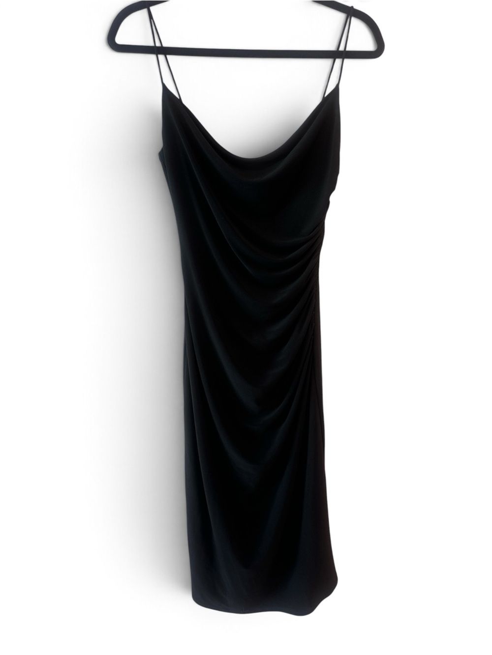 Laundry By Shelli Segal Black Draped Cowl Midi Dress